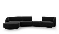 Micadoni Coltar modular Miley cu tapiterie din tesatura structurala si colt pe partea stanga, negru (MIC_SET5L_140_F1_MILEY7)