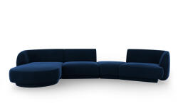 Micadoni Coltar modular Miley cu tapiterie din catifea si colt pe partea stanga, albastru royal (MIC_SET5L_51_F1_MILEY2)