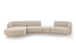 Micadoni Coltar modular Miley cu tapiterie din tesatura structurala si colt pe partea stanga, bej (MIC_SET5L_140_F1_MILEY2)