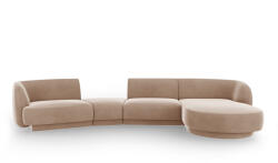 Micadoni Coltar modular Miley cu tapiterie din catifea si colt pe partea dreapta, cappucino (MIC_SET5R_51_F1_MILEY6)