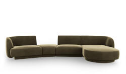 Micadoni Coltar modular Miley cu tapiterie din catifea si colt pe partea dreapta, verde (MIC_SET5R_51_F1_MILEY8)