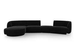 Micadoni Coltar modular Miley cu tapiterie din catifea si colt pe partea stanga, negru (MIC_SET5L_51_F1_MILEY5)