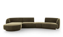 Micadoni Coltar modular Miley cu tapiterie din catifea si colt pe partea stanga, verde (MIC_SET5L_51_F1_MILEY8)