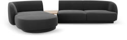 Micadoni Coltar modular Miley cu tapiterie din catifea si colt pe partea stanga, gri (MIC_SET1L_51_F1_MILEY4)