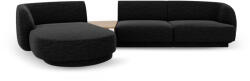 Micadoni Coltar modular Miley cu tapiterie din tesatura structurala si colt pe partea stanga, negru (MIC_SET1L_140_F1_MILEY7)