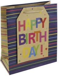 Eurowrap ajándéktasak (21, 5x25x10 cm) Happy Birthday, csíkos (5) (35480-3C)