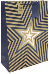 Eurowrap ajándéktasak (33x45, 5x15 cm) kraft, kék, csillagos (5) (34966-1WC)