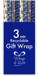  Eurowrap tek. csomagolópapír (70x300 cm) kék minták, 4-féle (5) (35585-GWC)