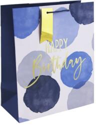 Eurowrap ajándéktasak (26, 5x33x14 cm) Happy Birthday, kék foltos (5) (35462-2C)