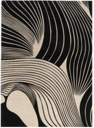  VENTO Beige, bézs alapon fekete absztrakt mintás szőnyeg szennytaszító bevonattal