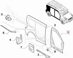FIAT eredeti Jobb első ajtó keret Doblo VAUXHALL COMBO Mk III (D) Dobozos/egyterű (X12) (51902206)