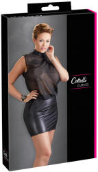 Cottelli Collection Plus Size - fényes chiffon ruha (fekete) (27159451051) - bujaalmok