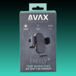 AVAX WH600 Freely+ Vezeték nélküli szellőzőrácsra rögzíthető autós töltő, 15W (WH600)