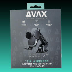 AVAX WH601 Freely+ Vezeték nélküli szellőzőrácsra és szélvédőre rögzíthető autós töltő, 15W (WH601)