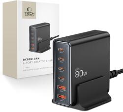 Hálózati Töltőtech-protect Dc80w-gan 6-port Desktop Charger Pd80w/qc3.0 Black