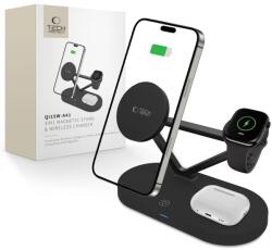 Vezeték Nélküli Töltő Tech-protect Qi15w-a41 3in1 Magnetic Magsafe Wireless Charger Black