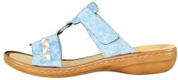 RIEKER Papuci dama, Rieker, 60888-12-Albastru-Deschis, casual, piele ecologica, cu talpa joasa, albastru deschis (Marime: 38)