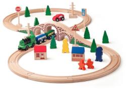 Woodyland Jucarie din lemn - Tren cu cale ferata in forma de 8 si locomotiva cu baterie (91121)