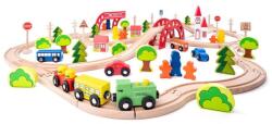 Woodyland Jucarie din lemn - Set tren cu pod si bariera (90 piese) (93062) - ookee