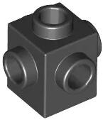 LEGO® 4733c11 - LEGO fekete kocka 1 x 1 méretű, 4 oldalán bütyökkel (4733c11)