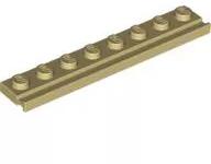 LEGO® 4510c2 - LEGO világos krémszínű (tan) lap 1 x 8 méretű, hosszanti sínnel (4510c2)