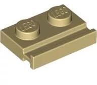 LEGO® 32028c2 - LEGO világos krémszínű (tan) lap 1 x 2 méretű, hosszanti sínnel (32028c2)