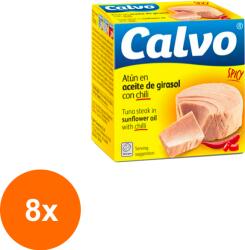 Calvo Set 8 x Ton in Ulei Floarea Soarelui cu Chili Calvo 80 g