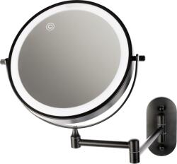 Faneco Como Black kozmetikai tükör 20x20 cm kerek világítással fekete M200LBSBL (M200LBSBL)