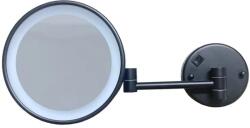 Stella kozmetikai tükör 22.5x20 cm kerek világítással fekete 22.00730-B (2200730B)