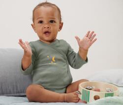 Tchibo 5 kisgyerek hosszú ujjú body, csillagok 1x nyomott csillagos mintával, 2x khaki nyomott csillagos mintával, 1x fehér, 1 x barna-fehér csíkos 98/104