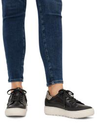 Tchibo Női bőr sneaker cipő, fekete/leopárdmintás Fekete Fehér talp Nyomott leopárdmintás sarok 42