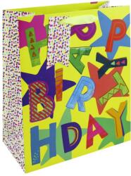 Eurowrap ajándéktasak (26, 5x33x14 cm) Happy Birthday, neon feliratos (5) (35522-2C)