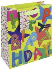 Eurowrap ajándéktasak (21, 5x25x10 cm) Happy Birthday, neon feliratos (5) (35522-3C)