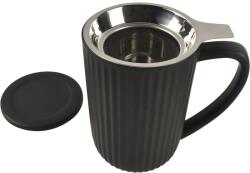 Fine2Dine Hi! Tea Cană cu mâner și sită, capacitate 0, 60 litri, neagră