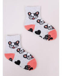  Yoclub ABS csúszásgátlós zokni 23/26 - szürke/francia bulldog