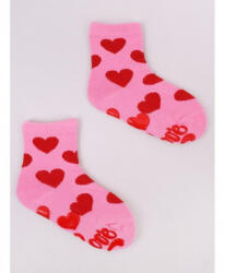 Yoclub ABS csúszásgátlós zokni 23/26 - rózsaszín/piros szívek