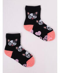  Yoclub ABS csúszásgátlós zokni 20/22 - fekete/francia bulldog