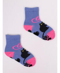  Yoclub ABS csúszásgátlós zokni 17/19 - kék/fekete cica