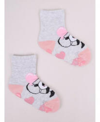  Yoclub ABS csúszásgátlós zokni 23/26 - szürke/rózsaszín/panda