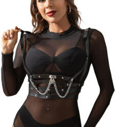 Sublime Subblime fekete pántos, láncos bőr hám