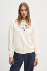 Tommy Hilfiger pamut melegítőfelső bézs, női, nyomott mintás, kapucnis, WW0WW43842 - bézs XS