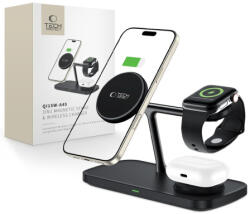 Tech-Protect A45 MagSafe vezeték nélküli töltő mobil / Apple Watch / AirPods 15W, fekete