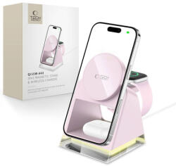 Tech-Protect A43 MagSafe vezeték nélküli töltő mobil / Apple Watch / AirPods 15W, rózsaszín