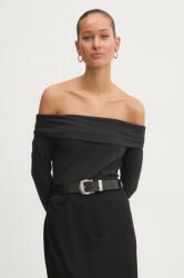 Abercrombie & Fitch hosszú ujjú női, spanyol nyakkivágású, fekete, KI139-5002 - fekete XS
