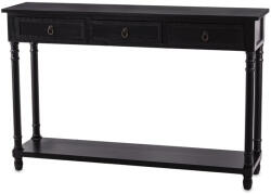 ART-POL Provence design klasszikus fekete fa konzolasztal 3 fiókkal alsó tárolópolccal 86x131x31cm (166728) - perfectodekor