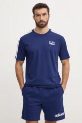 Adidas pamut póló M C COLLE Collegiate sötétkék, férfi, nyomott mintás, JJ1608 - sötétkék S