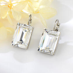  Platinával bevont téglalap fülbevaló áttetsző Swarovski kristállyal (0055. ) (A500260E-001)