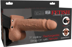  7" Hollow Strap-On with Remote Tan/ Black