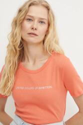 United Colors of Benetton pamut póló női, piros, 3GA2E16A2 - narancssárga XS