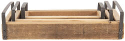 Clayre & Eef Set 3 tavi lemn maro zinc 35x20x5 cm, 30x15x5 cm, 25x10x5 cm (6H2008) Tava